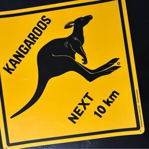 Vintage Australian kangaroo crossing sign from 1985